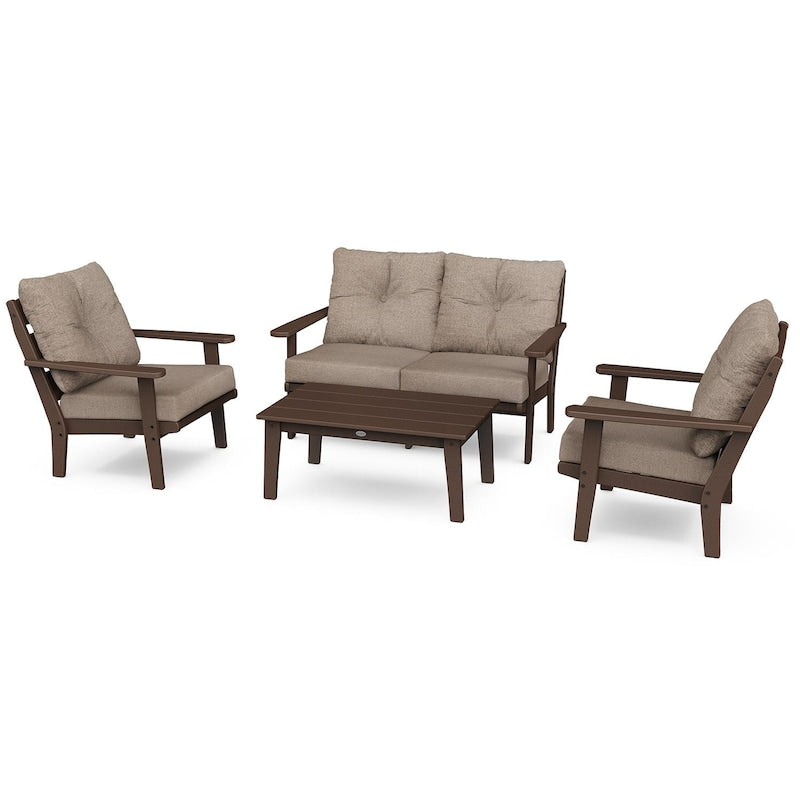 POLYWOOD Lakeside 4-Piece Deep Seating Set - Mahogany / Spiced Burlap