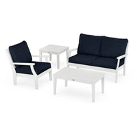 Thumbnail for POLYWOOD Braxton 4-Piece Deep Seating Set in White / Marine Indigo