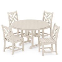 Thumbnail for POLYWOOD Chippendale 5-Piece Round Side Chair Dining Set - Sand