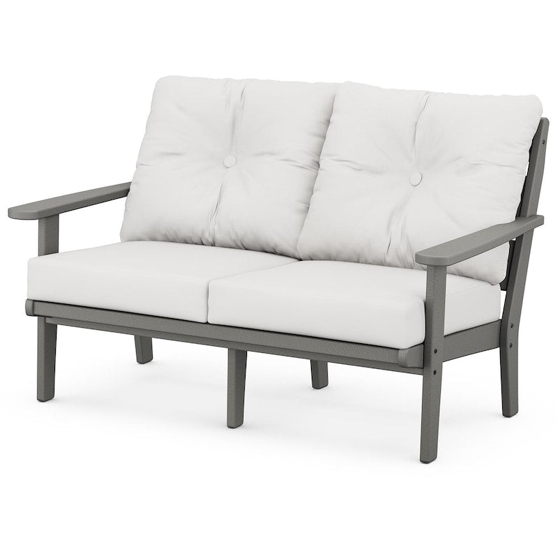 POLYWOOD Lakeside Deep Seating Loveseat - Slate Grey / Natural Linen