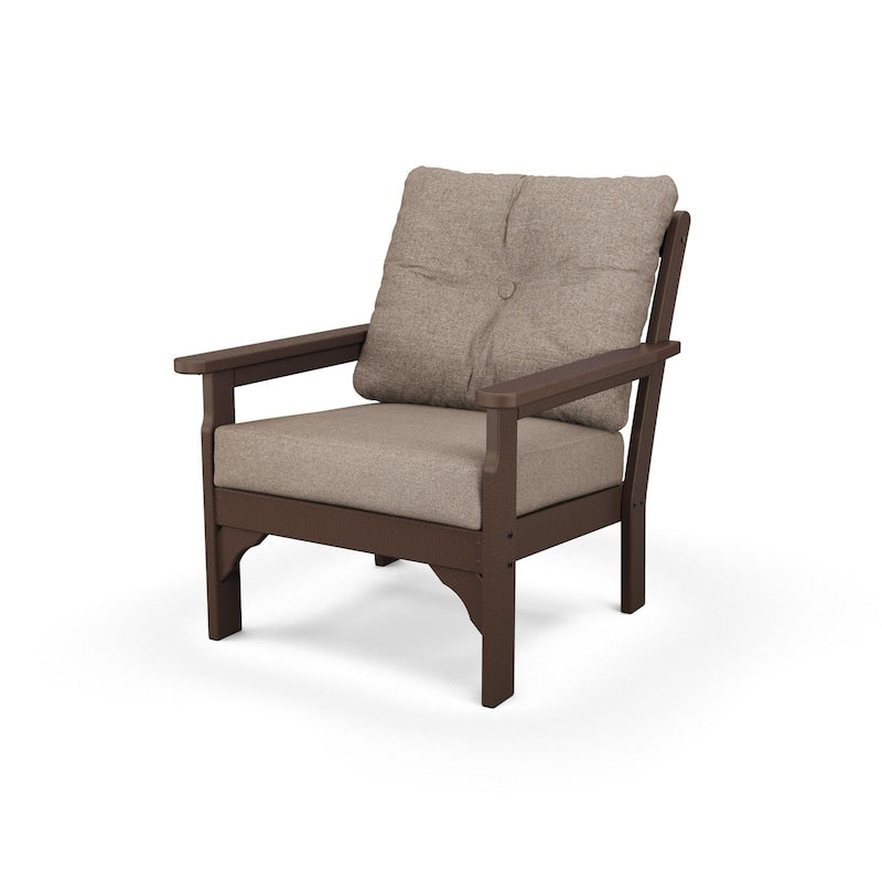 POLYWOOD Vineyard Deep Seating Chair - Mahogany / Spiced Burlap