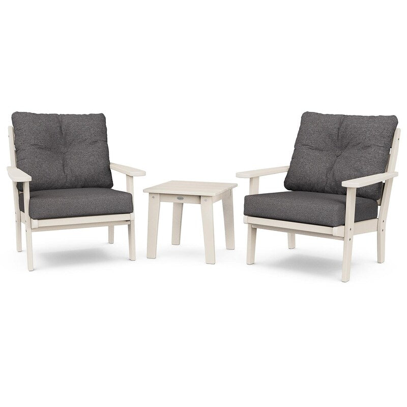 POLYWOOD Lakeside 3-Piece Deep Seating Chair Set - Sand / Ash Charcoal