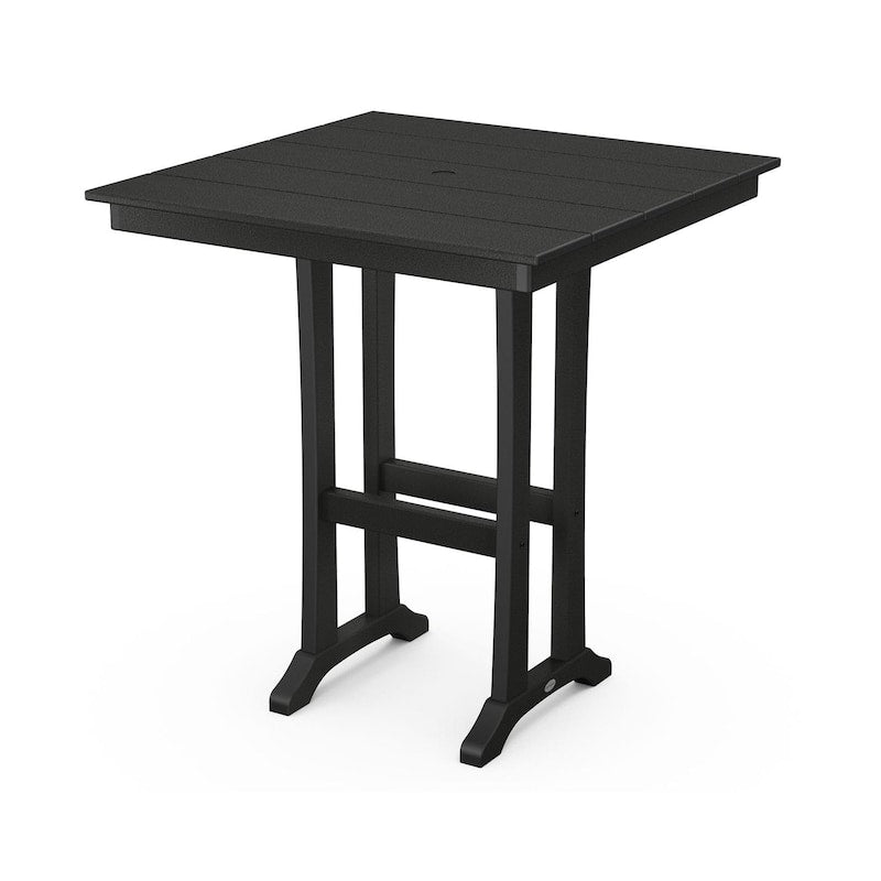 POLYWOOD 37-Inch Farmhouse Trestle Bar Table - Black