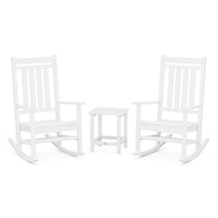 Thumbnail for POLYWOOD Estate 3-Piece Rocking Chair Set w/ Long Island 18-Inch Side Table - White