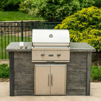 Thumbnail for Coyote Ready-To-Assemble 5 Ft Outdoor Kitchen Island With 28-Inch C-Series Natural Gas Grill (Ships As Propane With Conversion Fittings) - Weathered Wood/Stone Gray - RTAC-G5-WG-C1C28NG