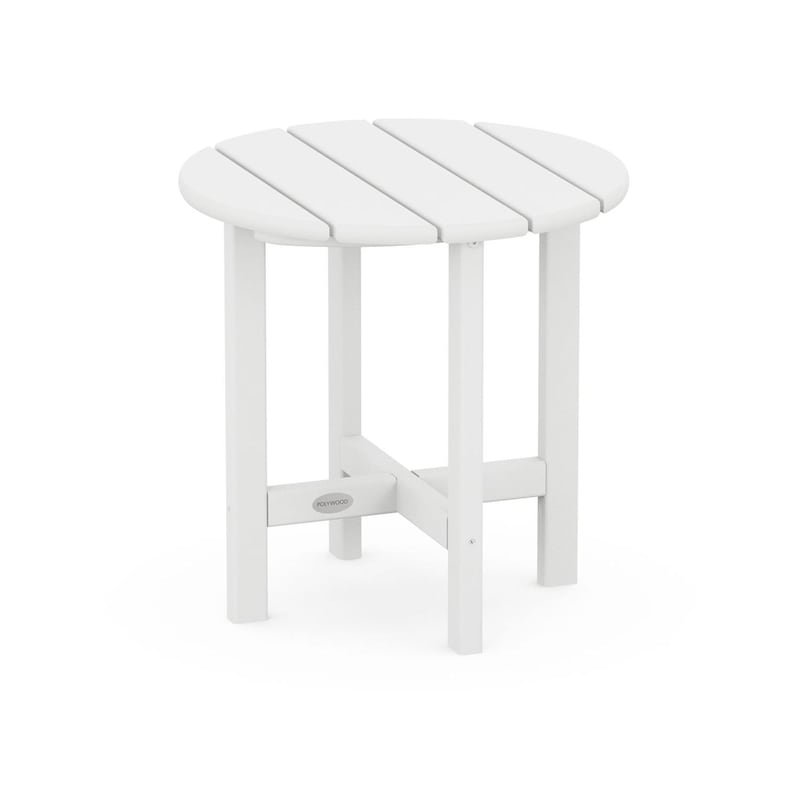 POLYWOOD 18-Inch Round Side Table - White