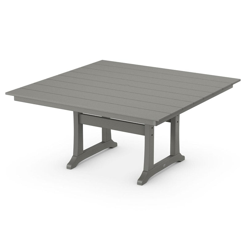 POLYWOOD 59-Inch Farmhouse Trestle Dining Table - Slate Grey