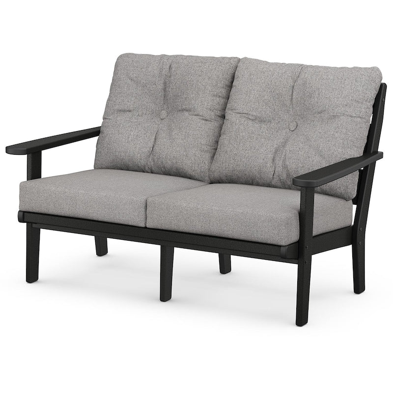 POLYWOOD Lakeside Deep Seating Loveseat - Black / Grey Mist