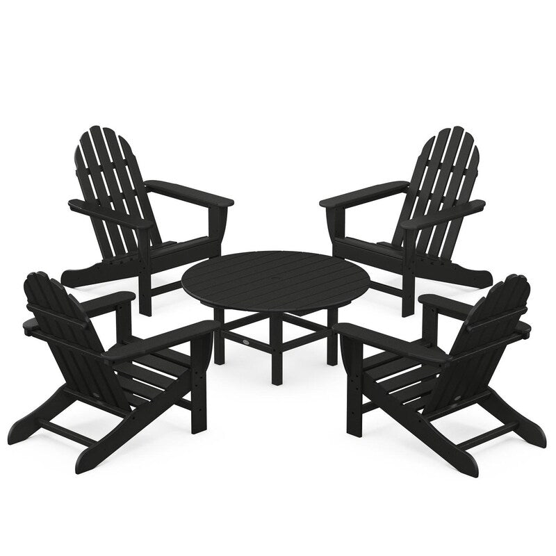POLYWOOD Classic Adirondack 5-Piece Conversation Set - Black