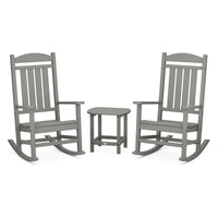 Thumbnail for POLYWOOD Presidential Rocker 3-Piece Set w/ South Beach 18-Inch Side Table - Slate Grey