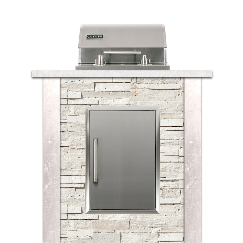 Coyote Ready-To-Assemble 3 Ft Outdoor Kitchen Island With 18-Inch Electric Grill And Access Door - Stacked Stone/Modern White - RTAC-E3S-SW-C1EL120SM