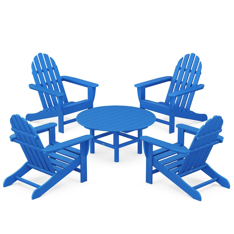 POLYWOOD Classic Adirondack 5-Piece Conversation Set - Pacific Blue