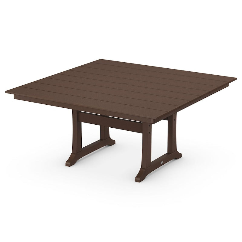 POLYWOOD 59-Inch Farmhouse Trestle Dining Table - Mahogany