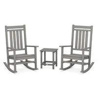 Thumbnail for POLYWOOD Estate 3-Piece Rocking Chair Set w/ Long Island 18-Inch Side Table - Slate Grey