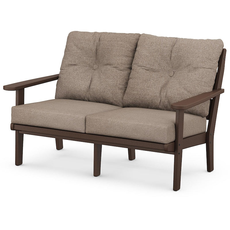 POLYWOOD Lakeside Deep Seating Loveseat - Mahogany / Spiced Burlap