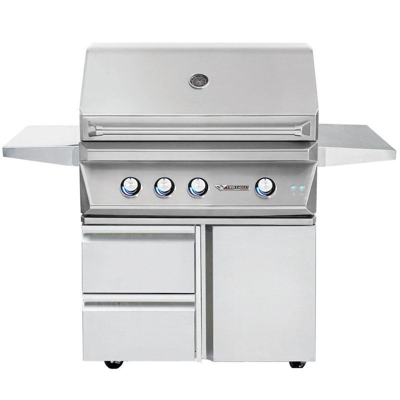 Twin Eagles 36-Inch 3-Burner Propane Gas Grill with Sear Zone & Infrared Rotisserie Burner On Deluxe Cart