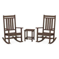 Thumbnail for POLYWOOD Estate 3-Piece Rocking Chair Set w/ Long Island 18-Inch Side Table - Mahogany