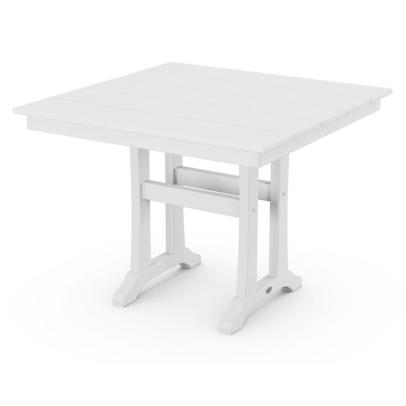 POLYWOOD 37-Inch Farmhouse Trestle Dining Table - White