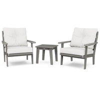Thumbnail for POLYWOOD Lakeside 3-Piece Deep Seating Chair Set - Slate Grey / Natural Linen