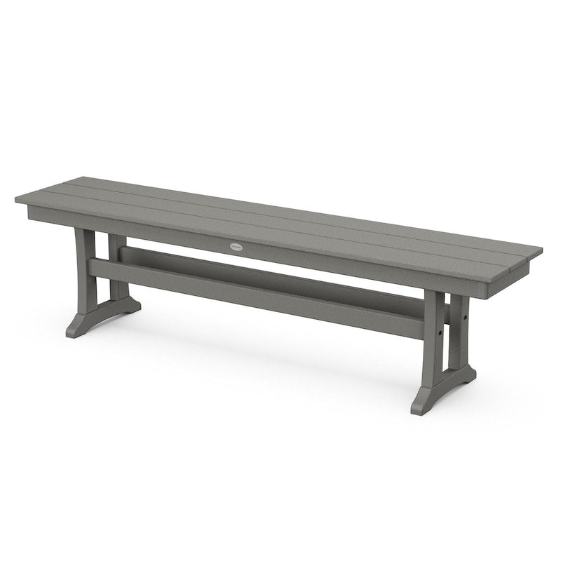 POLYWOOD Farmhouse Trestle 65-Inch Bench - Slate Grey