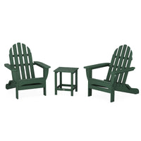 Thumbnail for POLYWOOD Classic Folding Adirondack 3-Piece Set W/ Long Island 18-Inch Side Table - Green