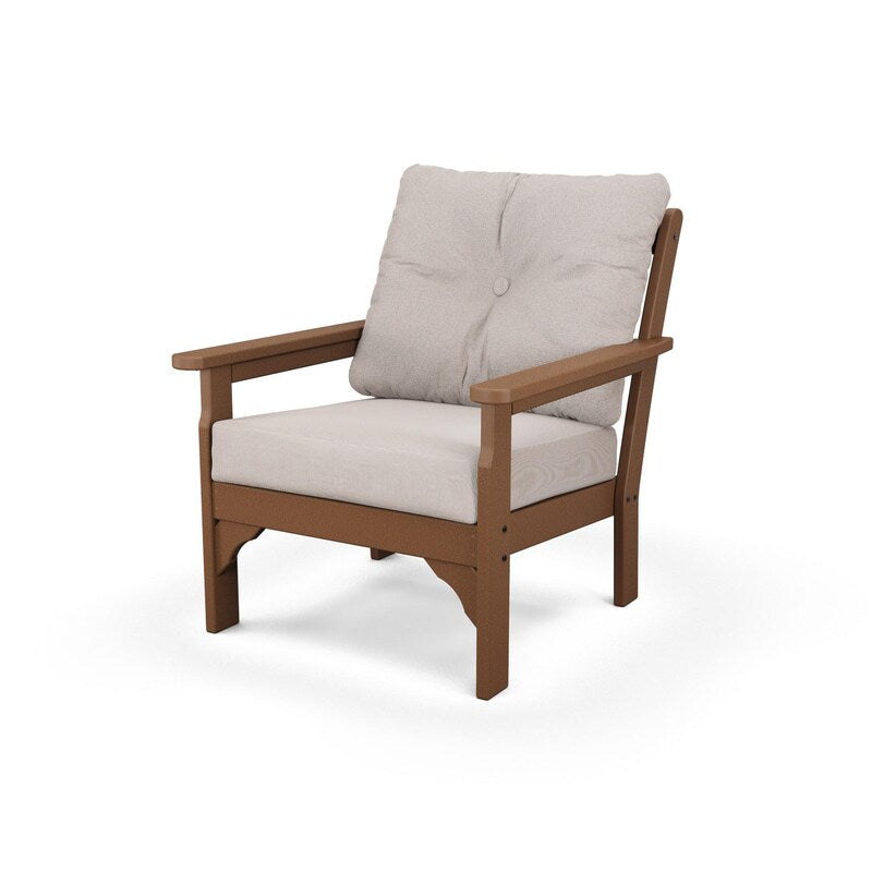 POLYWOOD Vineyard Deep Seating Chair - Teak / Dune Burlap