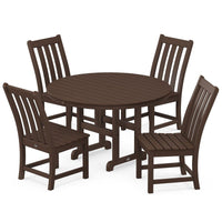 Thumbnail for POLYWOOD Vineyard 5-Piece Round Side Chair Dining Set - Mahogany