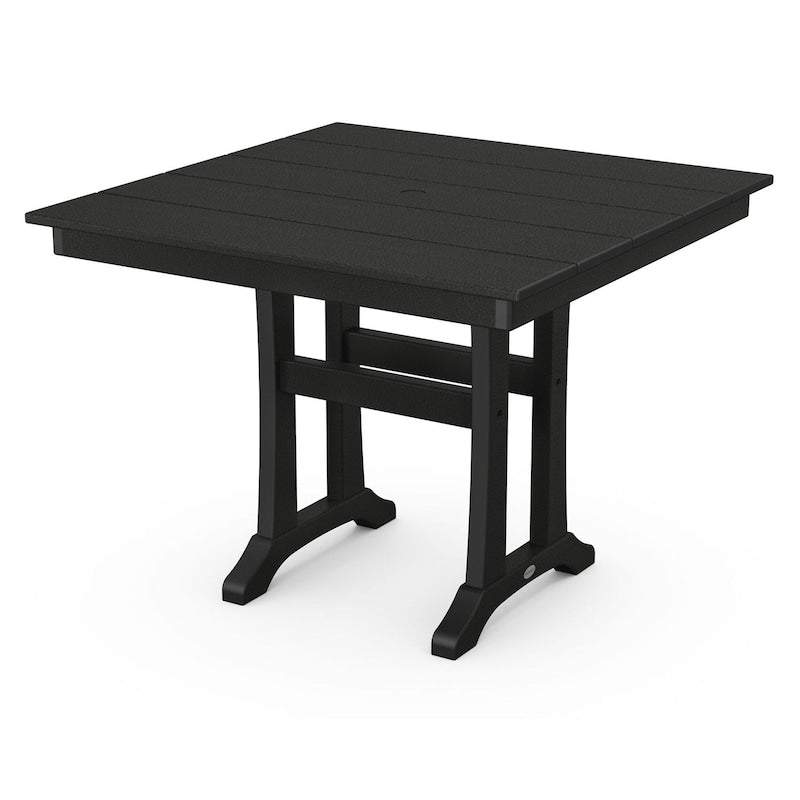 POLYWOOD 37-Inch Farmhouse Trestle Dining Table - Black