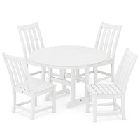 Thumbnail for POLYWOOD Vineyard 5-Piece Round Side Chair Dining Set - White