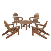Thumbnail for POLYWOOD Classic Folding Adirondack 5-Piece Conversation Group - Teak