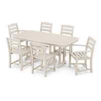 Thumbnail for POLYWOOD La Casa Cafe 7 Piece Rectangular Arm Chair Dining Set - Sand