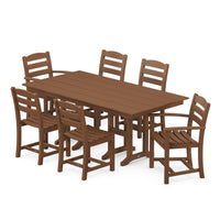 Thumbnail for POLYWOOD La Casa Cafe 7 Piece Farmhouse Dining Set - Teak