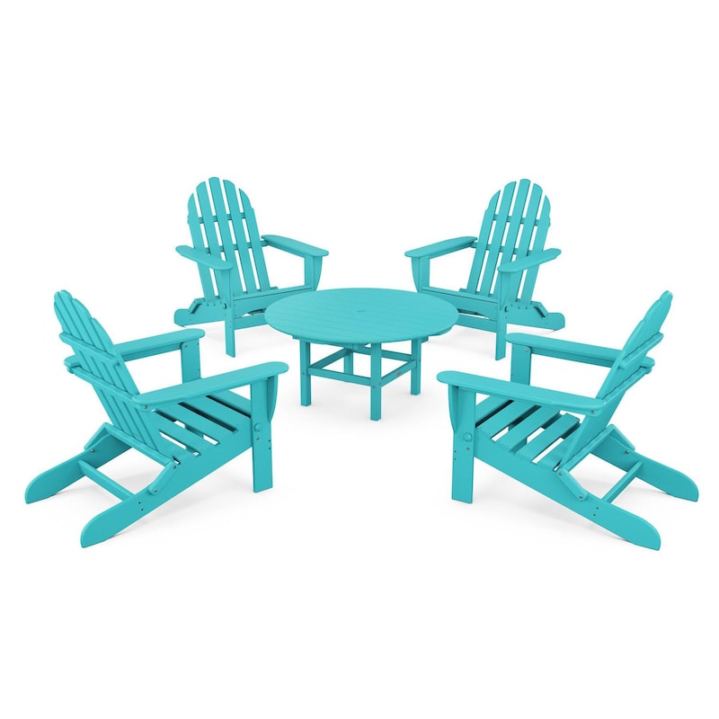 POLYWOOD Classic Folding Adirondack 5-Piece Conversation Group - Aruba