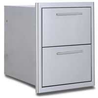 Thumbnail for Blaze 16-Inch Stainless Steel Double Access Drawer - BLZ-DRW2-R-LT