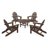 Thumbnail for POLYWOOD Classic Folding Adirondack 5-Piece Conversation Group - Mahogany
