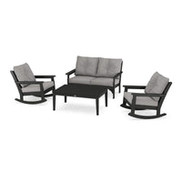 Thumbnail for POLYWOOD Vineyard 4-Piece Deep Seating Rocking Chair Set - Black / Grey Mist