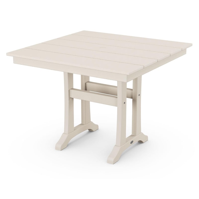 POLYWOOD 37-Inch Farmhouse Trestle Dining Table - Sand