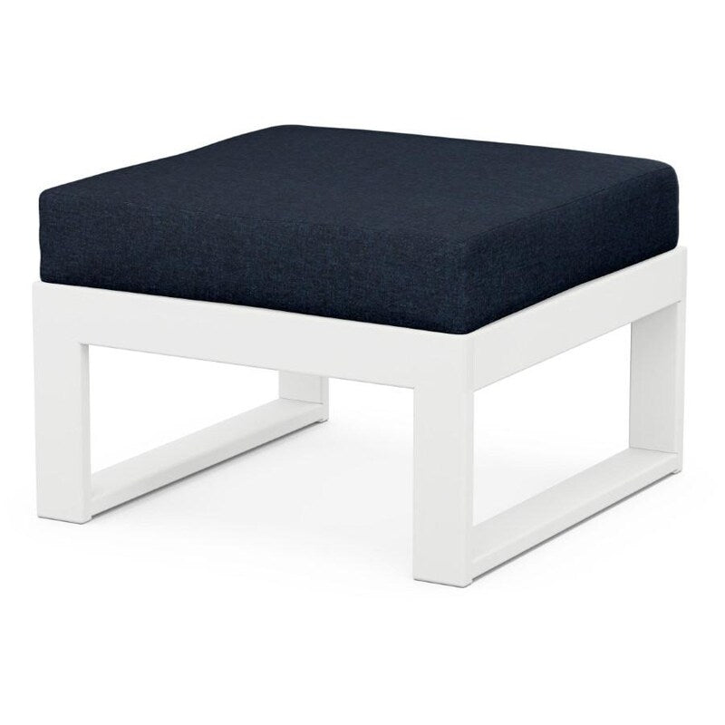 POLYWOOD Modular Ottoman in White / Marine Indigo