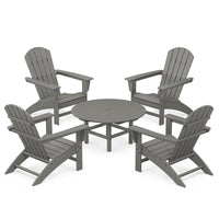 Thumbnail for POLYWOOD Nautical 5-Piece Adirondack Chair Conversation Set - Slate Grey