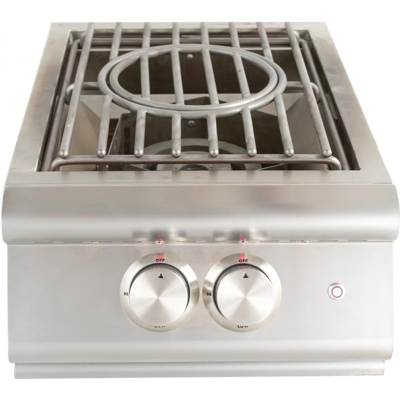 Blaze Premium LTE Built-In Natural Gas High Performance Power Burner W/ Wok Ring & Stainless Steel Lid - BLZ-PBLTE-NG