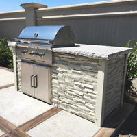 Thumbnail for Coyote Ready-To-Assemble 6 Ft Outdoor Kitchen Island With 34-Inch C-Series Natural Gas Grill (Ships As Propane With Conversion Fittings) - Stacked Stone/Modern White - RTAC-G6-SW-C2C34NG