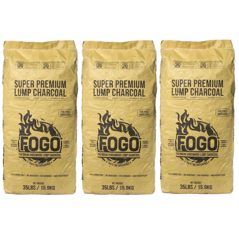 FOGO Super Premium Natural Hardwood Lump Charcoal - 35 Lbs - 3 Pack