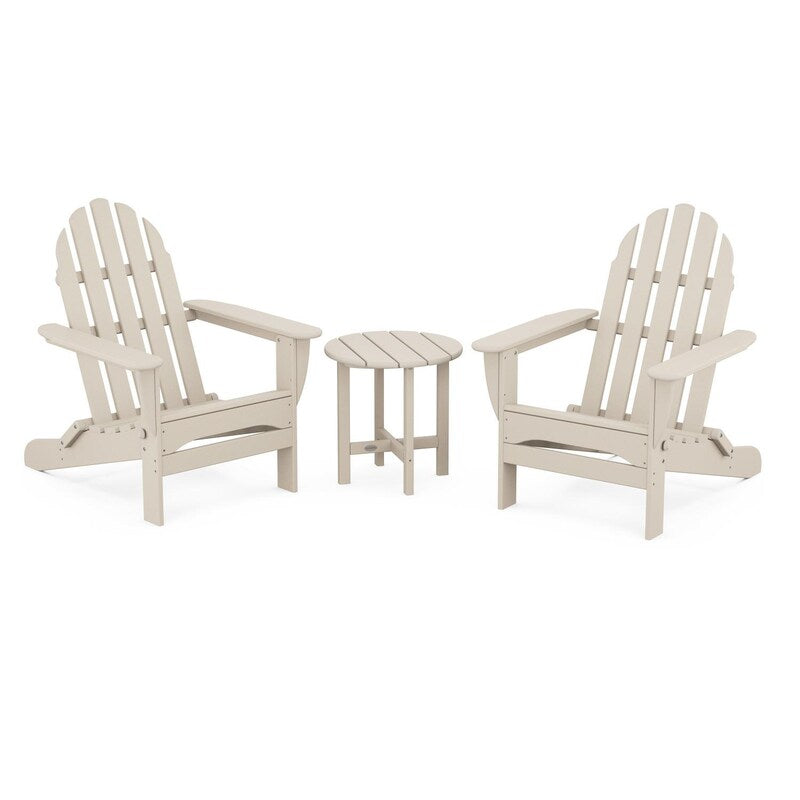 POLYWOOD Classic Folding Adirondack 3-Piece Set - Sand
