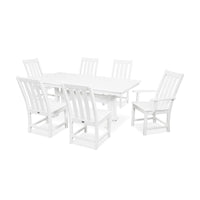 Thumbnail for POLYWOOD Vineyard 7-Piece Farmhouse Trestle Dining Set - White