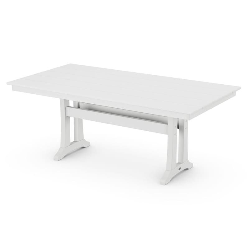 POLYWOOD 37 X 72-Inch Farmhouse Trestle Dining Table - White