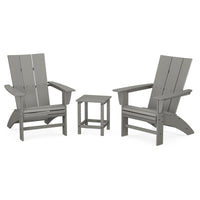 Thumbnail for POLYWOOD Modern 3-Piece Curveback Adirondack Set w/ Long Island 18-Inch Side Table - Slate Grey