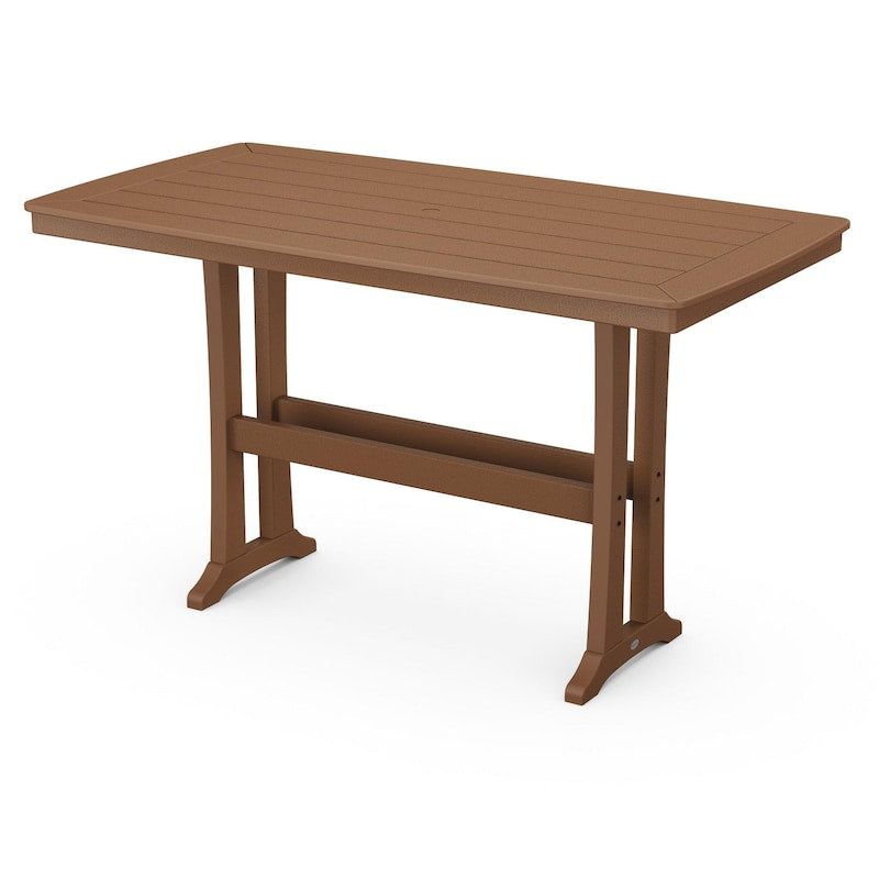 POLYWOOD Nautical Trestle 38 X 73-Inch Bar Table - Teak