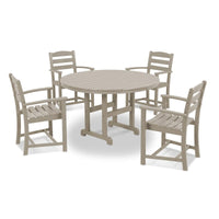 Thumbnail for POLYWOOD La Casa Cafe 5 Piece Round Farmhouse Arm Chair Dining Set - Sand