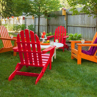 Thumbnail for POLYWOOD Classic Folding Adirondack 5-Piece Conversation Group - Sunset Red / Tangerine