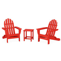 Thumbnail for POLYWOOD Classic Folding Adirondack 3-Piece Set W/ Long Island 18-Inch Side Table - Sunset Red